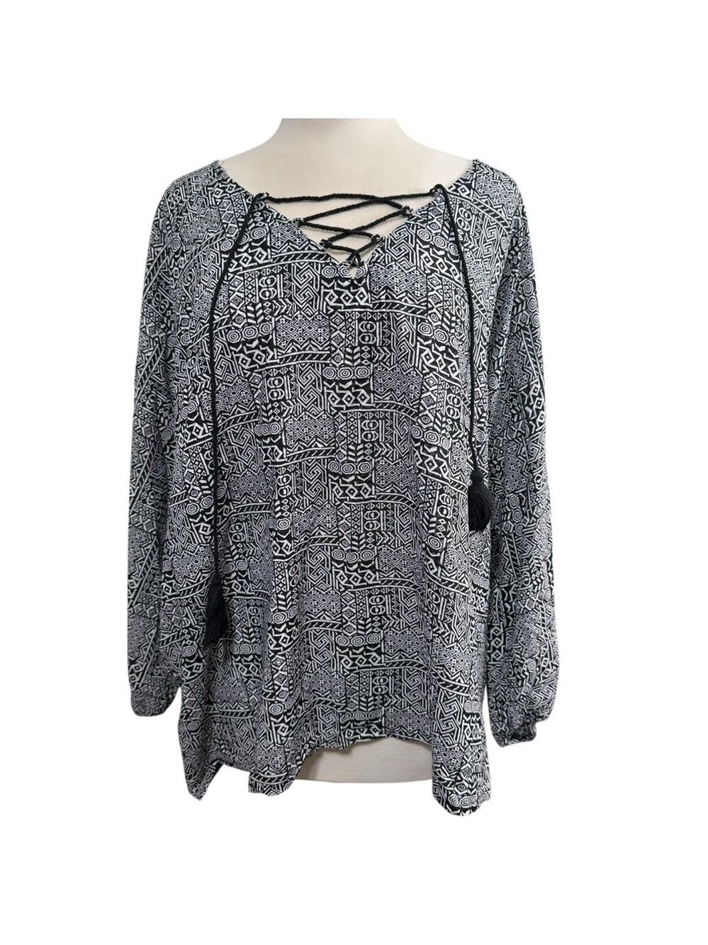 Women's Urban Mangoz‎ Blouse, Black & White, Size Oversized L